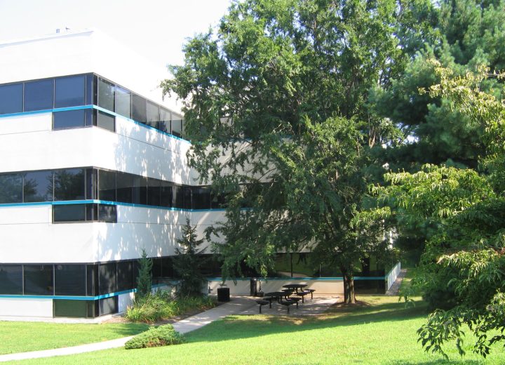 Alexander Centre office building with shade trees
