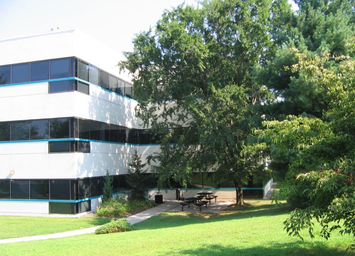 Alexander Centre office building with shade trees