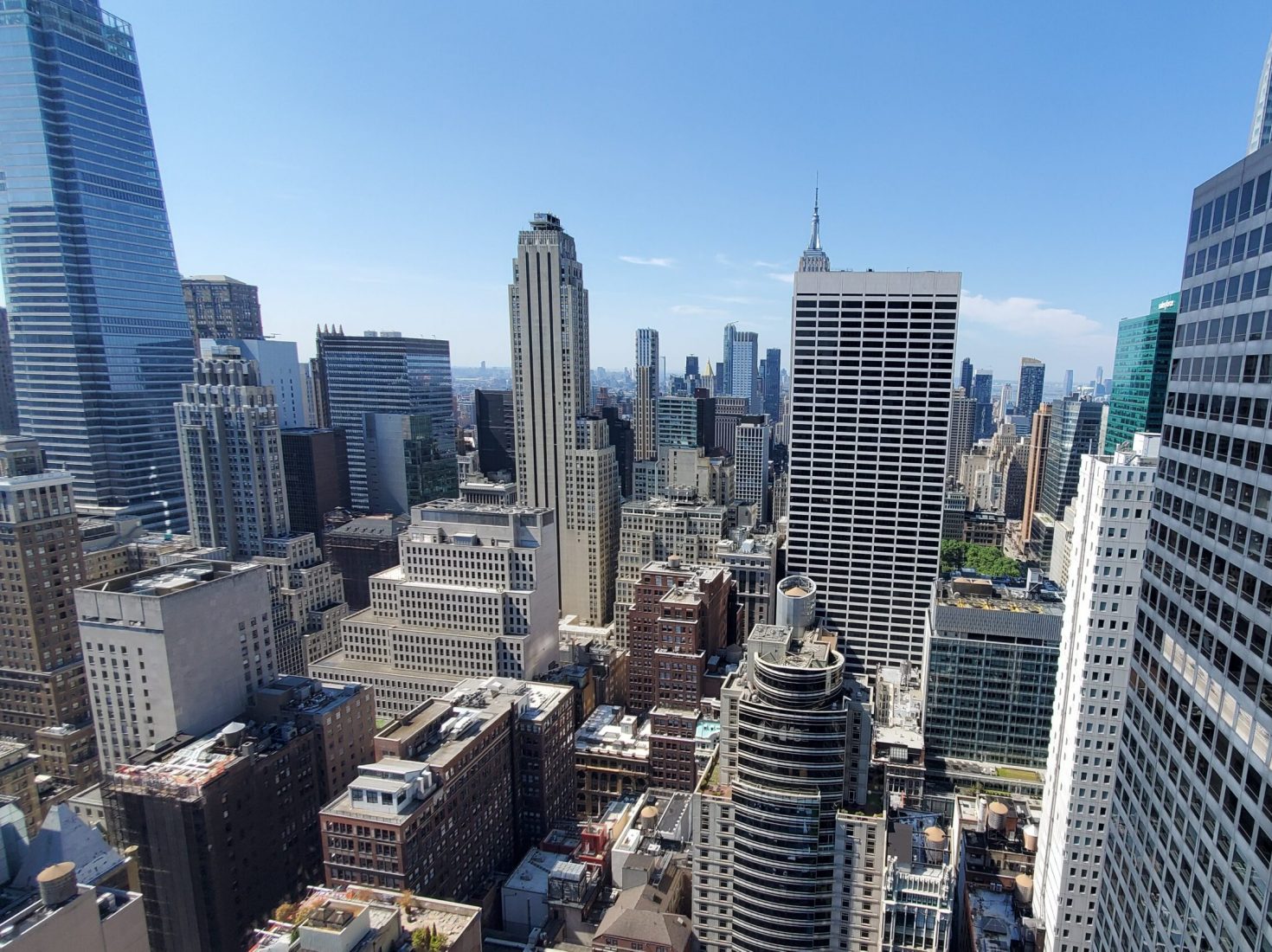 Aerial view of New York City near Rockefeller Center