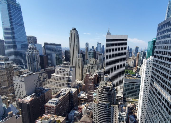Aerial view of New York City near Rockefeller Center