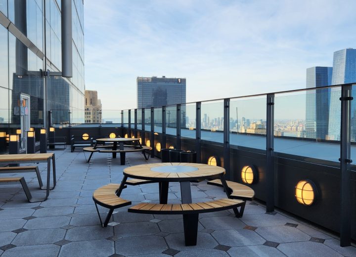 Roku amenity roof terrace at 5 Times Square in New York