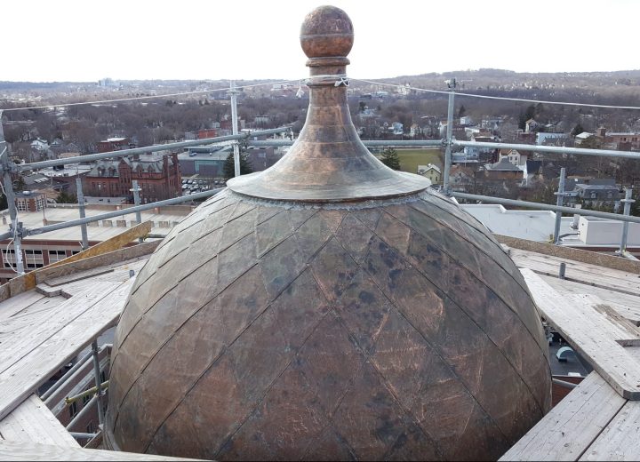 Yale New Haven Hospital Tompkins Memorial Pavilion cupola during restoration