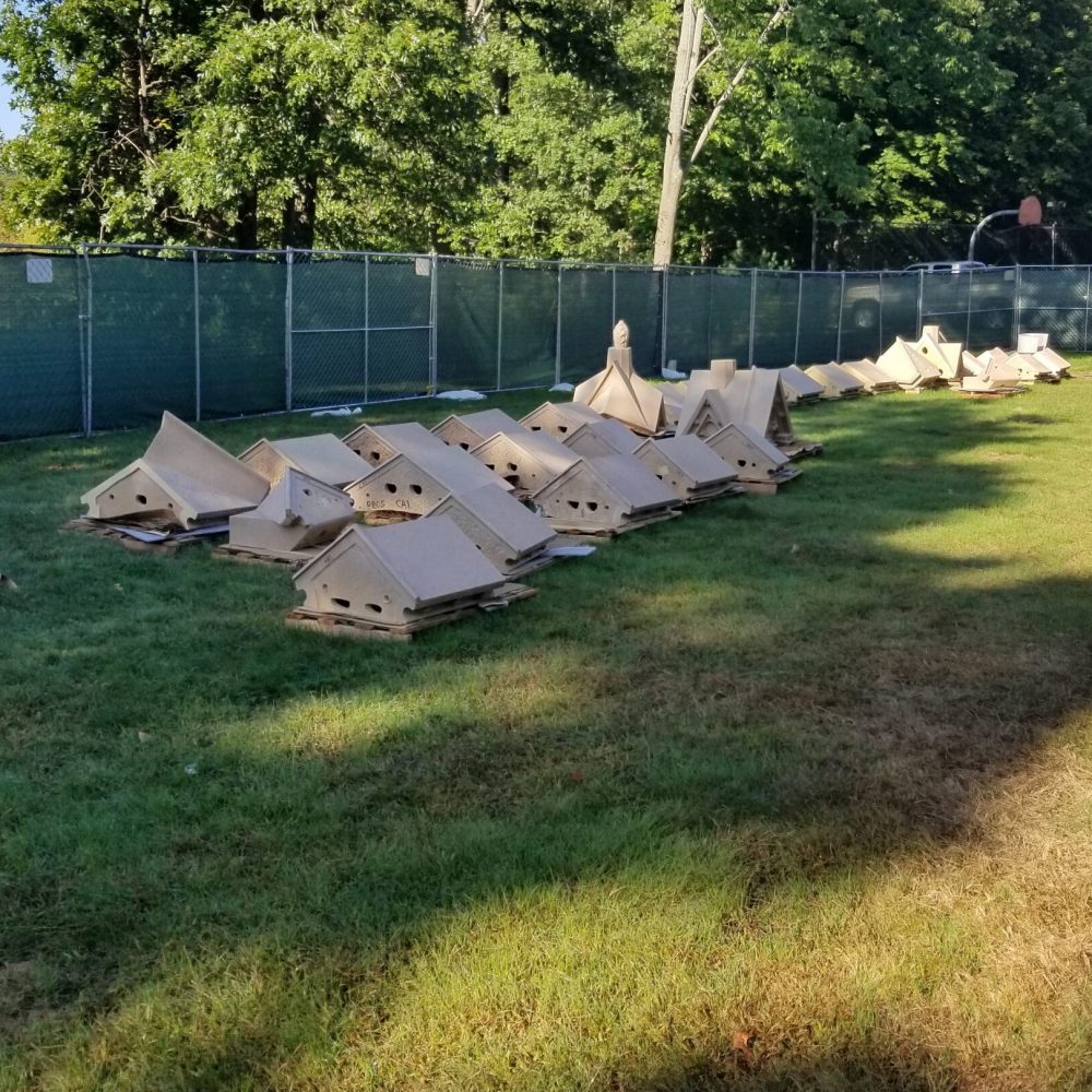 Terra cotta replacement units laid out in a field