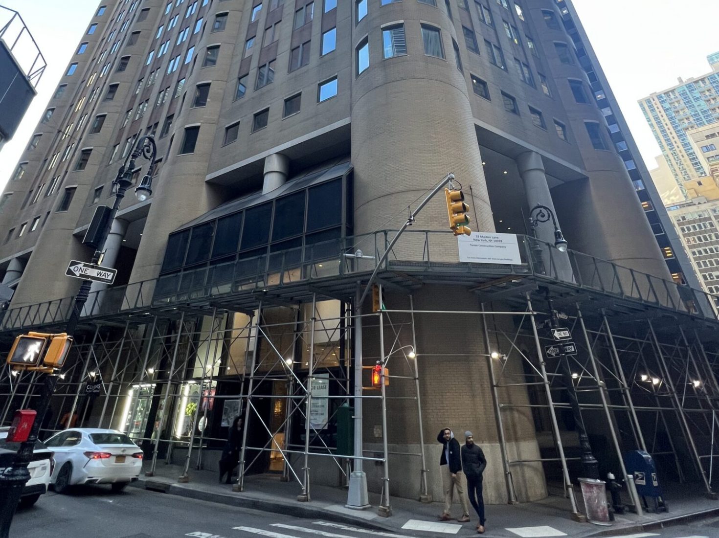 Sidewalk shed at the facade of a New York City building