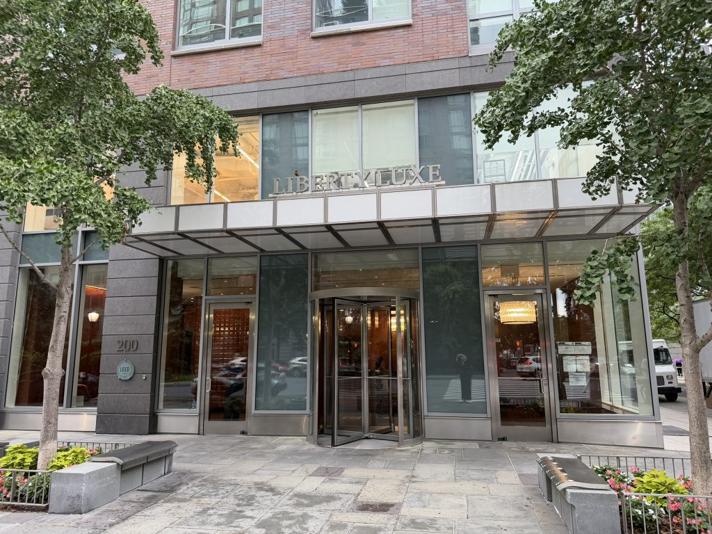 Liberty Luxe building entrance canopy, New York, New York