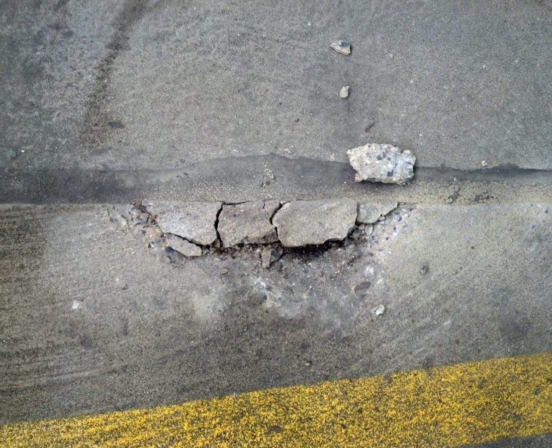 Edge spall.