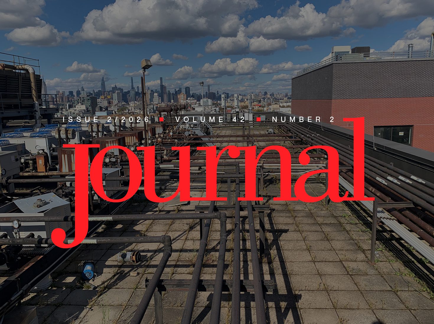 The word "JOURNAL" in red over a greyed out image of an urban roof with mechanical equipment
