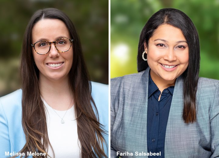 Paired portraits of Melissa Melone and Fariha Salsabeel of Hoffmann Architects and Engineers