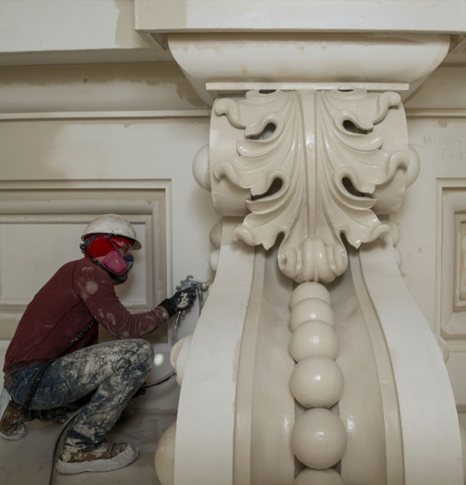 A special "Dome White" paint was formulated to replicate the sandstone painting from the original construction.