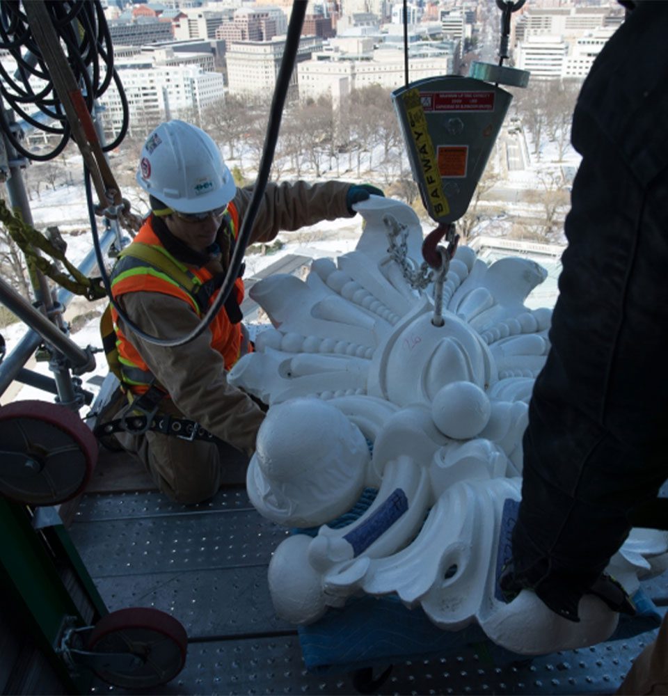 Ornaments from the Dome weigh hundreds of pounds each.