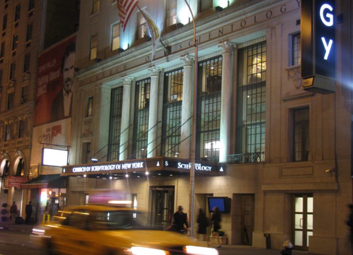 Nighttime view of the Church of Scientology of New York, by The Wordsmith, 2009