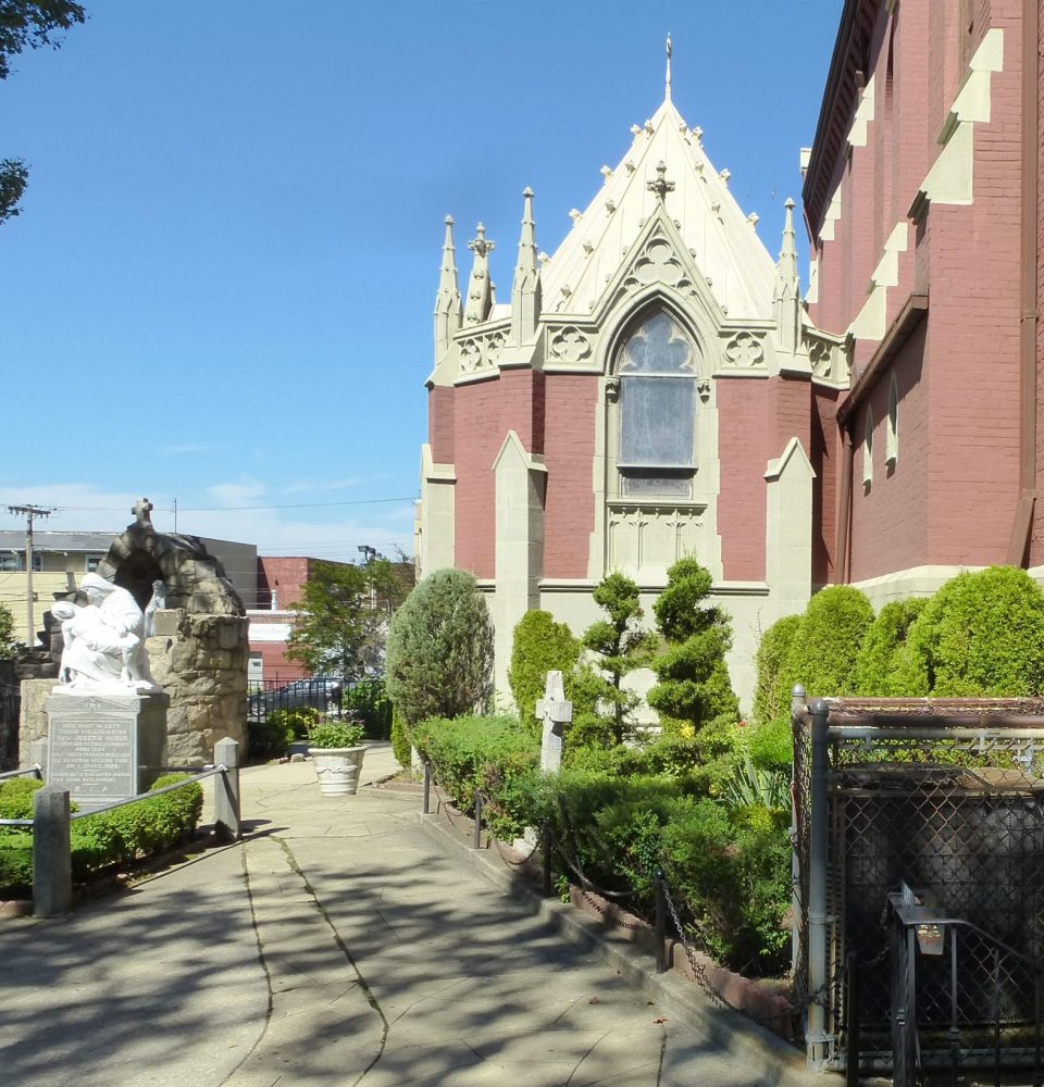 Saint Fidelis Church walkway and exterior detail