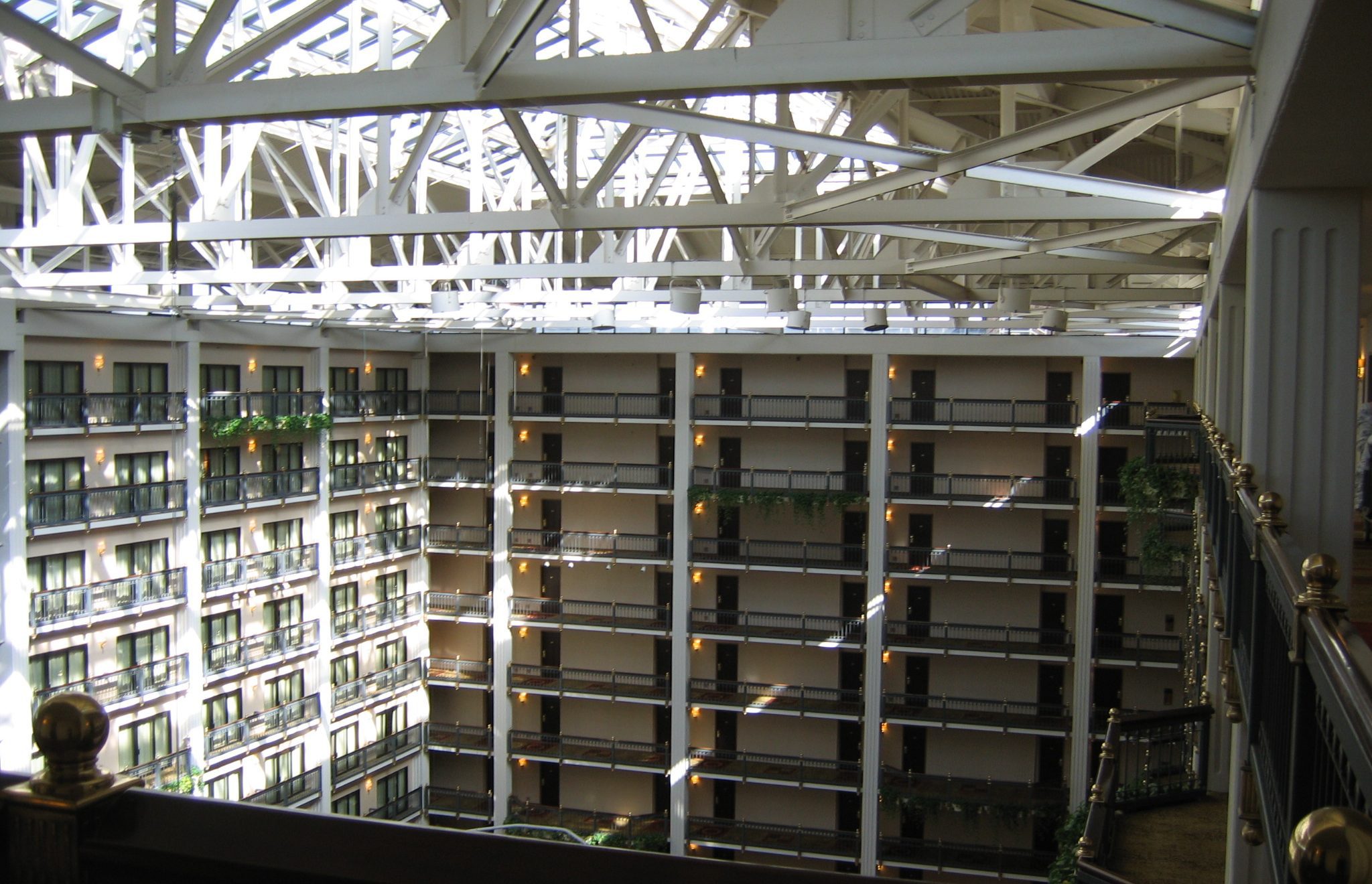 Renaissance Austin Hotel interior showing atrium and guest room balconies