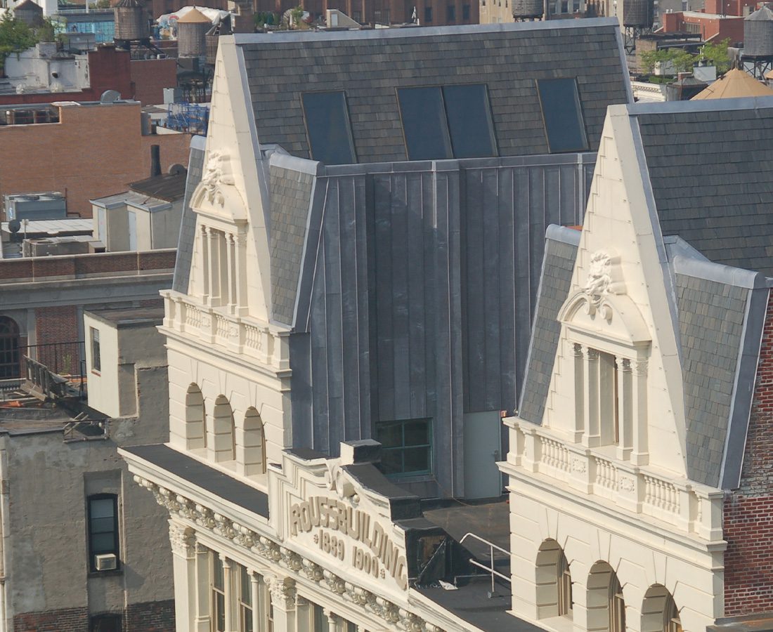 Facade detail on Scholastic building